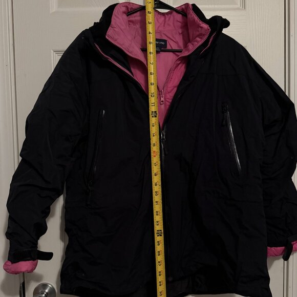 Womens Lands End Black & Pink Ski Jacket Size LG 14-16 - Picture 7 of 8